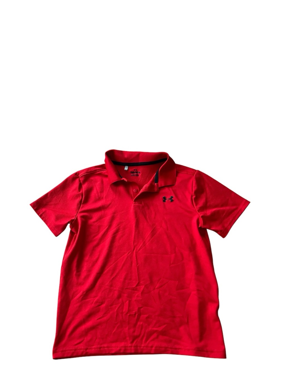 🔺UNDER ARMOUR: Boy size M, red short sleeve collared shirt w/logo, preowned🔺